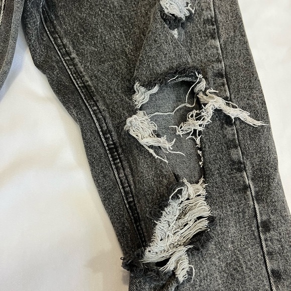 Large Shein Womens High Waisted Distressed Mom Jeans Colorblock Ripped High Rise - Picture 11 of 13